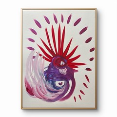 BLESSED#1534 Punk Patriot Rooster Heart 14×11 Original Paper Art Abstract