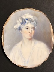 Antique Miniauture Portrait Of A Lady/Signed/Bronze Frame/Hand Painted/C.1870