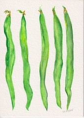 5×7 Green Beans Original Watercolor Painting, String Beans, Vegetables