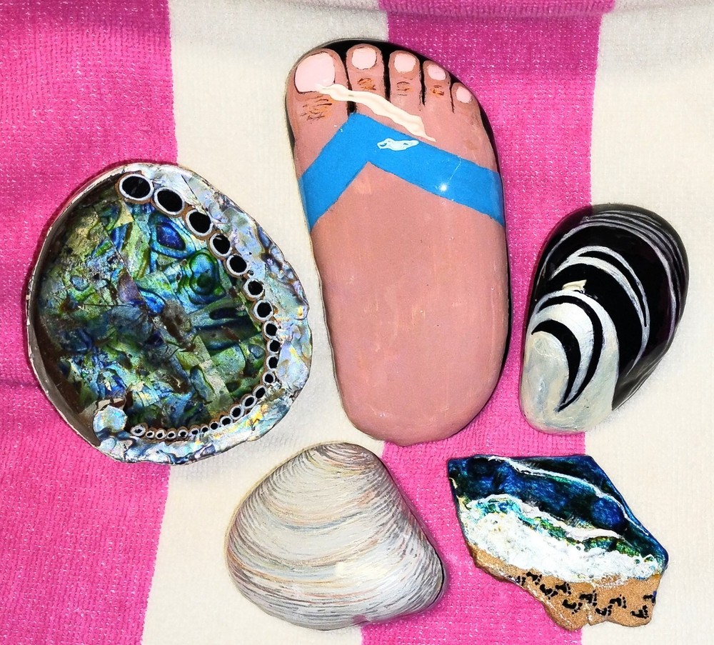 One Of A Kind Summer Beach Gift Garden Sea Shells Painted Rocks by jade.