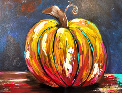 Modern Pumpkin Painting 16×20 Original Autumn Harvest Art by M Isaksen