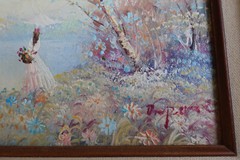 Alfred Du Pont Oil Painting on Cavas Woman by the Lake Framed with Appraisal