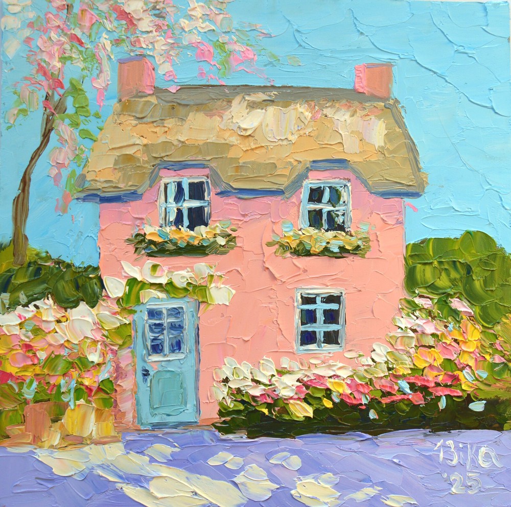 Irish Cottage Oil Painting Original Hand Painted Rustic Landscape Artwork