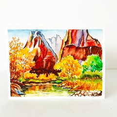 Original Watercolor Sedona Arizona Painting Mountain Landscape Art 6 х 8″