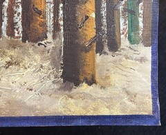 Old Original Oil Painting Winter Landscape Trees Norway Asker River Forest Art