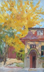 Oil painting Street Ukrainian painter Unframed Decor original landscape art