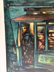 VINTAGE CUBIST PAINTING MODERNIST LARGE FIGURES PEOPLE GLOVNA WPA REGIONALISM