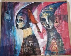 Acrylic On Canvas painting By Carlos Cesar cuban art 41×30 In T A Drog O Light
