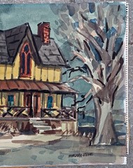 1950s CaLiFoRnia Scene Watercolor Painting by Listed Female MARJORIE STEVENS