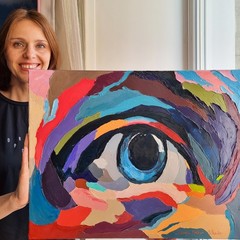 Multicolor Eye Painting Abstract Expressionist Modern Figurative Original Art