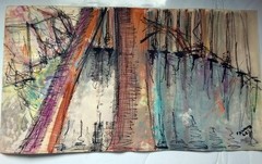 Original Signed 1962 Abstract Watercolor & Ink Painting on Cold Press Paper