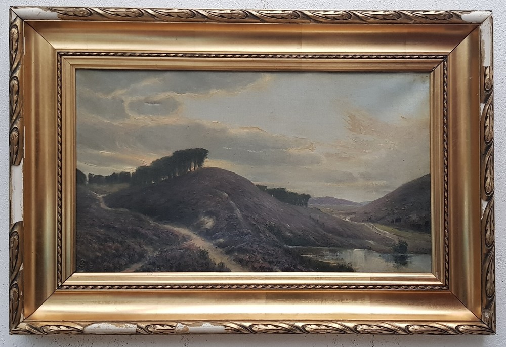 No: 172 1913 Year Oil Painting Artwork Frame Landscape Forest Lake Mountains Nature