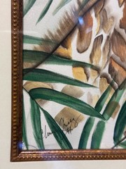 Original Chris Cruz „Baby Giraffe“ Framed Mixed Media Acrylic Watercolor Art