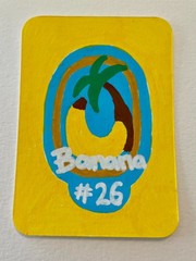 ACEO Original, Banana Sticker, Mini Art Painting by Darnerandbeetle