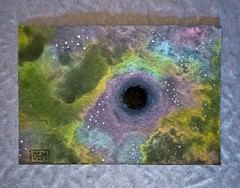 ACEO ATC Original Watercolor Painting, Black Star (Hole) Nebula, 2.5″ x 3.5″ GEM