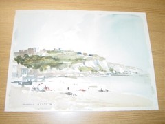 Original Watercolor Painting EDWARD WESSON Dover Beach Signed Brodick Bay