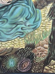Original Painting on Cloth Astrology Zodiac Pisces Neptune Jupiter Tarot FRAMED
