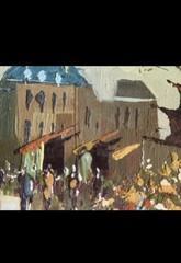 MID CENTURY IMPRESSIONISM PAINTING STREET ARTIST VENDOR SIGNED OIL ON CANVAS