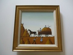 AMERICAN FOLK ART PAINTING WHIMSICAL ESTATE COUNTRY LANDSCAPE CHARMING LISTED