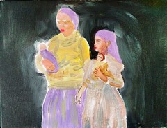 Mother and child Contemporary Original Signed Canvas Wall Art Acrylic 11×14 BACH