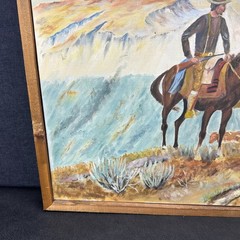 VTG Western Americana Painting FRANSSON Cowboy WILD WEST Cattle Drive Frontier