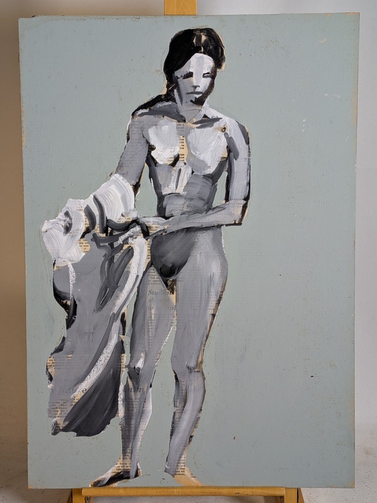 Vintage John Huszer 1913-83 figure study abstract female nude Rhode Island mcm