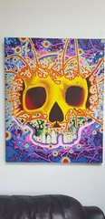 Skull hand painted acrylic canvas 61cm x 76cm