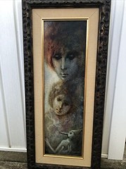 Vintage A. Duranti Painting “Mother And Child” 1950’s-1970’s Big Eyes Era Oil/C