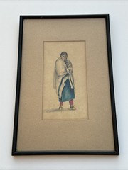 ANTIQUE PAINTING PORTRAIT NATIVE AMERICAN INDIAN WOMAN FEMALE TRIBAL ART 1910’S