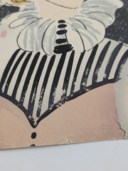 Vintage Art Deco Flapper Woman Original Painting Signed M Wall Mixed Media 11×13