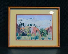 Cucinell – Landscape Watercolor Painting – Folk Art Style – Taos Santa Fe N.M.