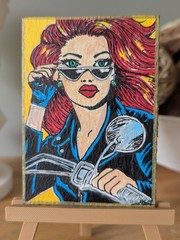 ACEO ATC original hand painted art card, acrylic on wax sealed 300g cotton paper