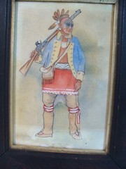 Antique 19C Miami Indian Chief W/C Painting