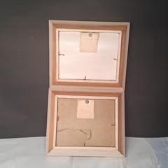 2 vintage boat and lake view house photoswith frame.