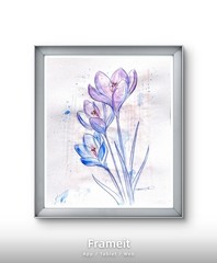 Violet Blue Flowers Original Acrylic Painting 8.5×11 Hand signed by Alannah Dyer