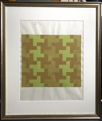 Rare Large French Arthur Litt Fabric Design Gouache on Paper Framed 20th Century