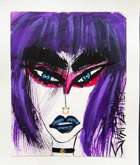 FRAMED ABSTRACT YOUNG LADY Portrait POP ART PAINTING colorful SWARTZMILLER DNA