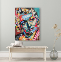 Abstract Women Collage Painting on Canvas Colorful Wall Art Portrait Home Decor
