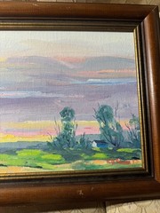 Richard D. Schultz (1915 – 2007) „Evening Sun Glow“ Oil Painting – Signed/Framed