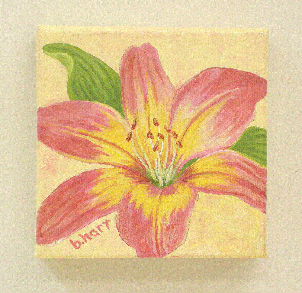 Original Acrylic Painting Of Daylily-Flower Art-Still Life-Realism-Floral Art