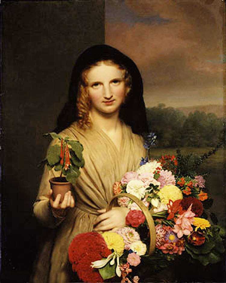 Ｏｉｌ　ｐａｉｎｔｉｎｇ charles cromwell ingham – the flower girl in sunset landscape