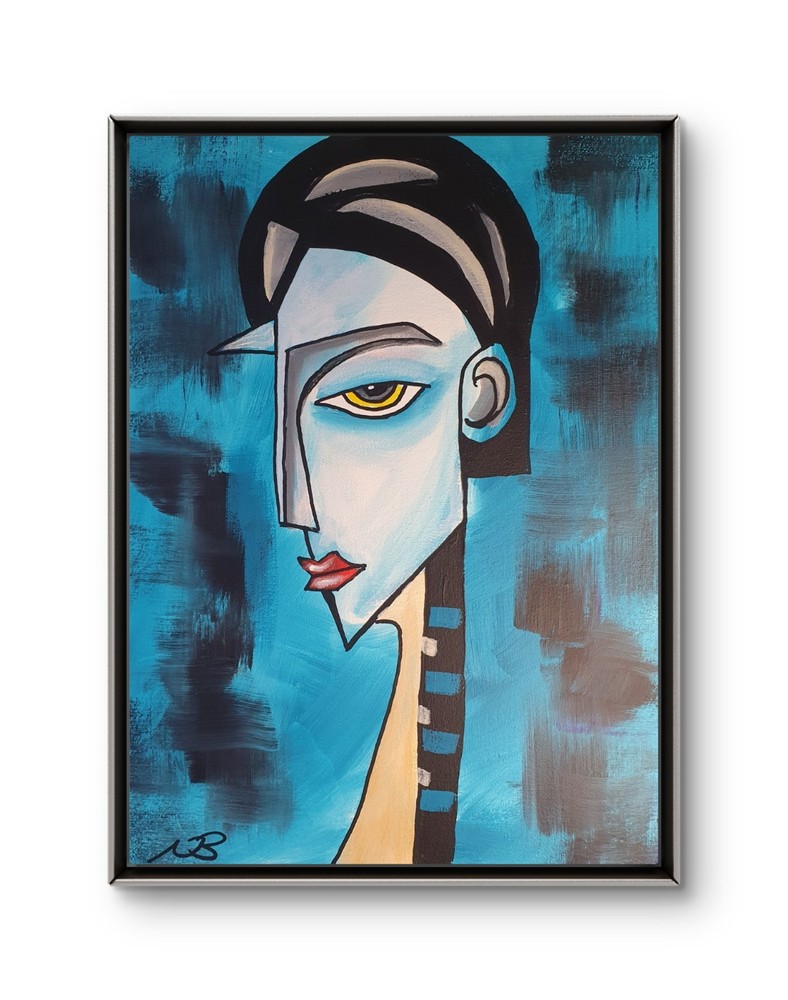 ORIGINAL ACRYLIC PAINTING 12×16 PICASSO STYLE ABSTRACT WALL ART HAND PAINTED