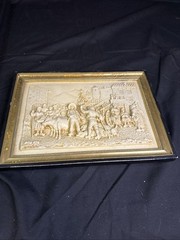 C.F. Becker Ivorene Bas-Relief 1890s Market Square 3D Picture!