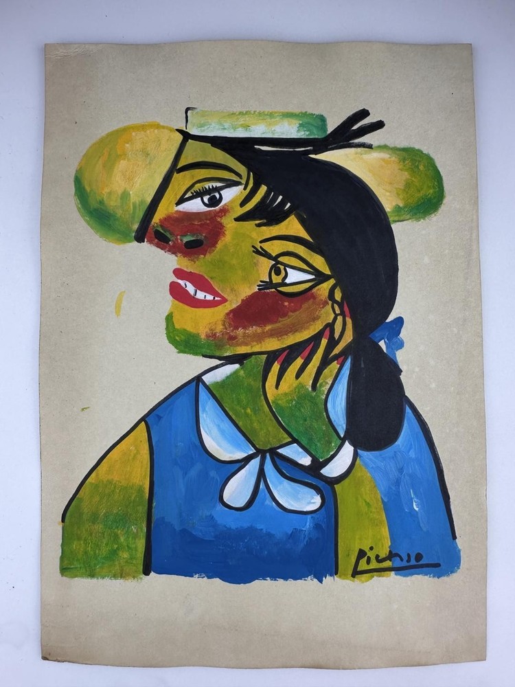 Pablo Picasso COA Art Painting Original Drawing Vintage Paper Signed