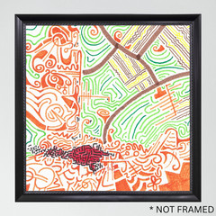 ‘Viking Map 2′ Reasor Original Abstract Painting Acrylic 6×6 Fine Art