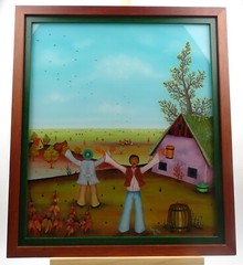 Hunjak Zlatko Iglica 75 Naive Painting Peasants in Costume Gouache on Painting Board