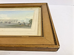 Antique 12×14 Chateau VERSAILLES handcolored lithograph Gold Gesso Frame Signed