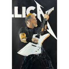 ORIGINAL 2 Piece 11×17″ Metallica Hetfield Hammett Music Impasto Art Painting