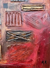Original Old Russian Abstract Composition, Oil Painting, Signed, 60.0×60.0 cm