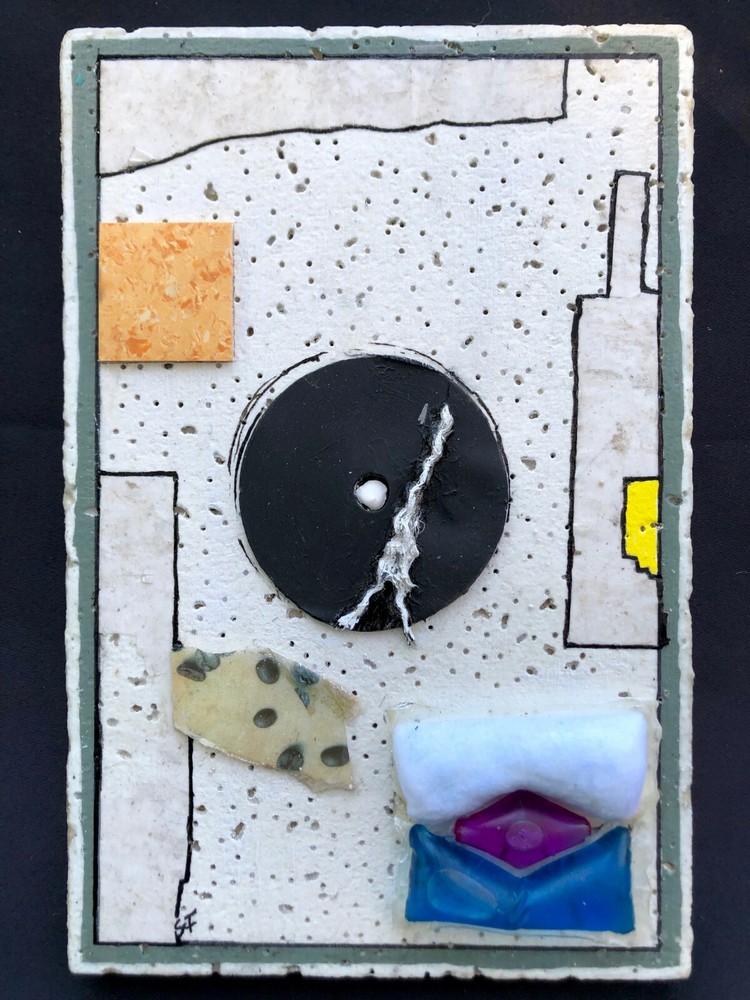 MUFFIN MAN VISITS THE VOID… Object Collage Painting Steven Tannenbaum TAO-E